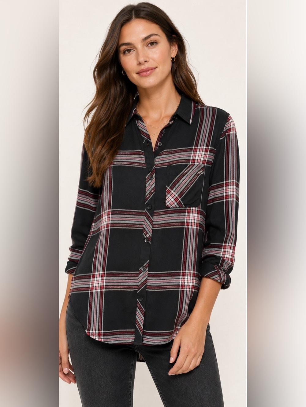 BeachLunchLounge Charley Plaid‎ Button Down Shirt XS NWT